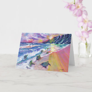 Baby Sea Turtles at the Beach Kauai Hawaii Card
