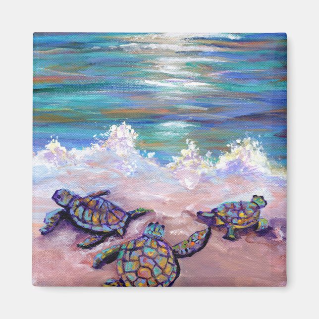Baby Sea Turtles at the Beach Magnet (Front)