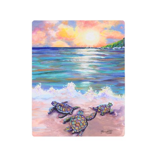 Baby Sea Turtles from Hawaii Tropical Metal Print