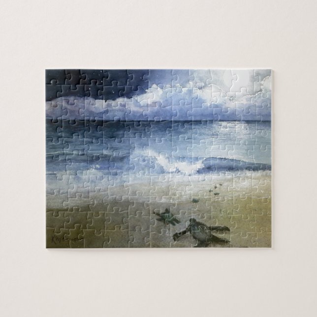 Baby Sea Turtles Hatching at Night Jigsaw Puzzle (Horizontal)