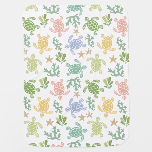 Baby Sea Turtles Pink Baby Blanket (Front)