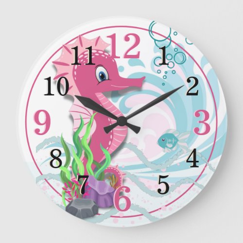 Baby Seahorse  Pink Kids Room Wall Clock