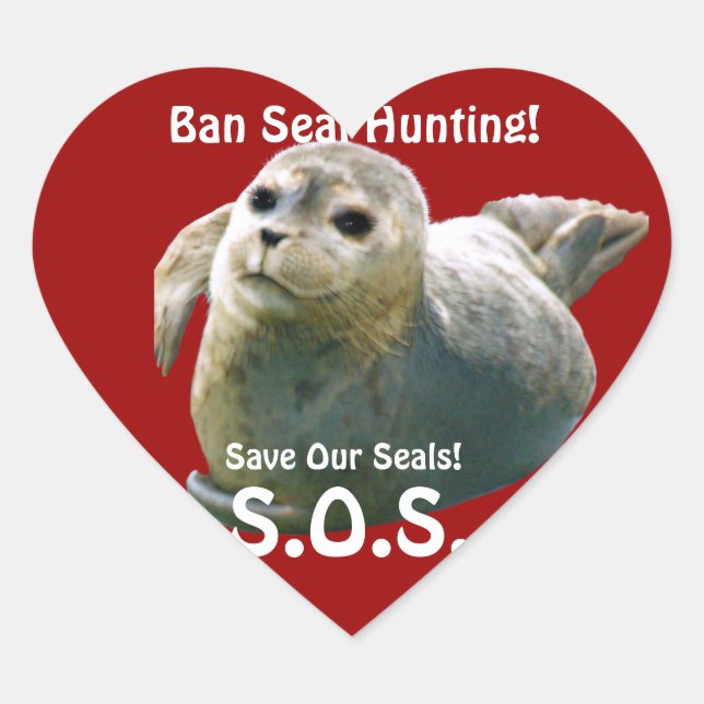 BABY SEAL Anti Seal-Hunt Wildlife Heart Sticker (Front)