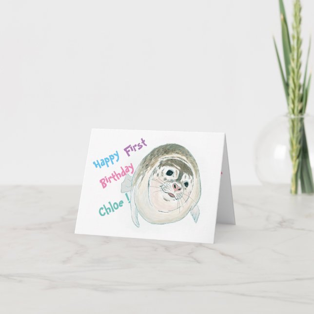 Baby seal birthday card (Front)