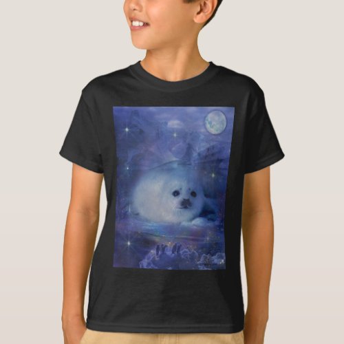 Baby Seal on Ice _ Beautiful Seascape T_Shirt