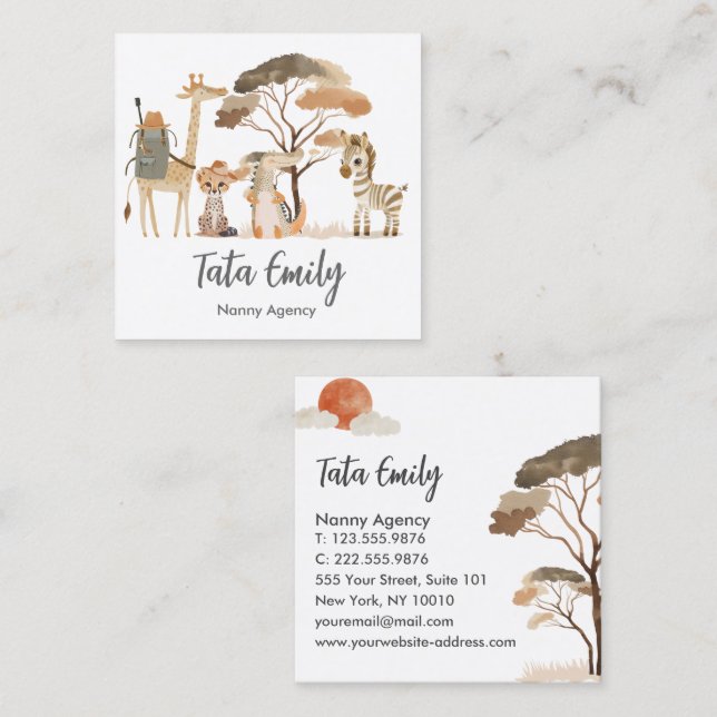 Baby Services Cute Animals Business Card (Front/Back)
