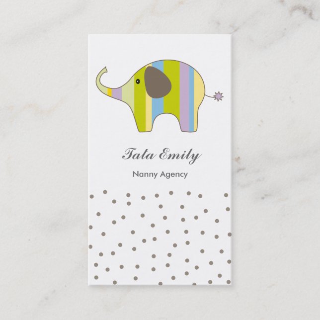 Baby Services Cute Elephant Business Card (Front)