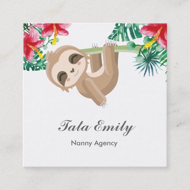 Baby Services Cute Sloth Business Card (Front)