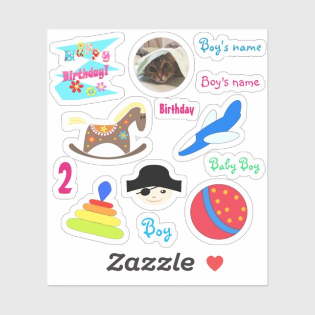 Baby set for boy, boy, toy set sticker (Sheet)