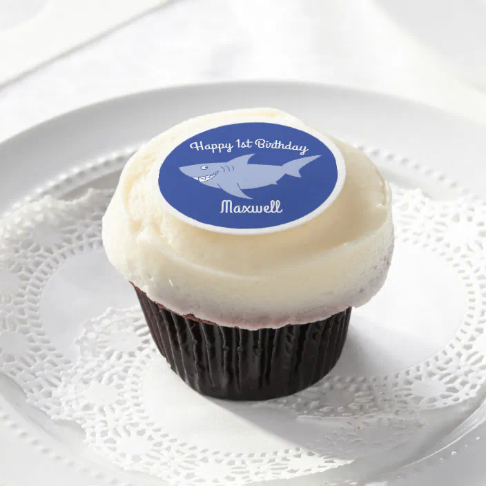 Baby Shark 1st Birthday Cupcake Frosting Decor Edible Frosting Rounds Zazzle Com