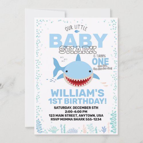 Baby Shark 1st Birthday Invitations