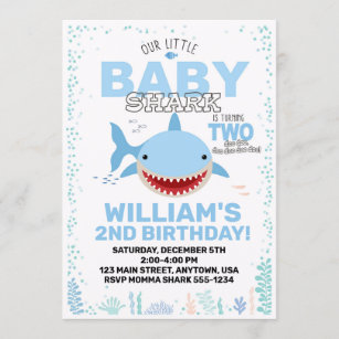 Baby Shark Invitations Invitation Templates Zazzle