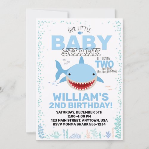 Baby Shark 2nd Birthday Invitations