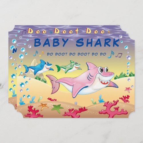 Baby Shark Amazing Birthday Ocean Party Invitation