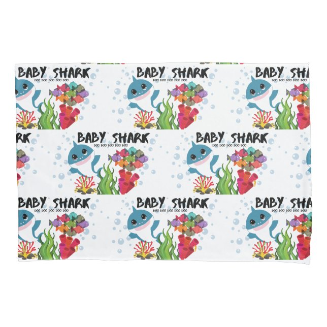 Baby Shark and Fish Pillow Case (Front)