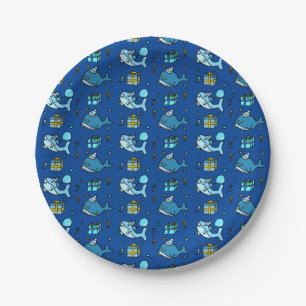 Baby Shark and Whales Personalized Boy's Birthday Paper Plates