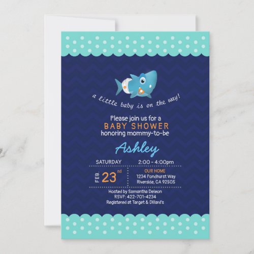 Baby shark baby shower invitation
