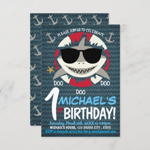 Baby Shark  Birthday Party  1ST Birthday Invitation