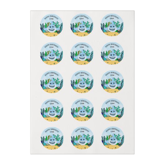 Baby Shark Boy's Birthday Cupcake Edible Frosting Rounds (Sheet)