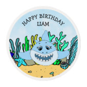 Baby Shark Boy's Birthday Cupcake Edible Frosting Rounds (Front)