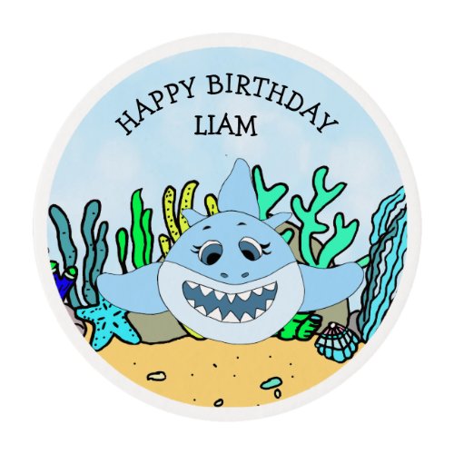 Baby Shark Boys Birthday Cupcake Edible Frosting Rounds