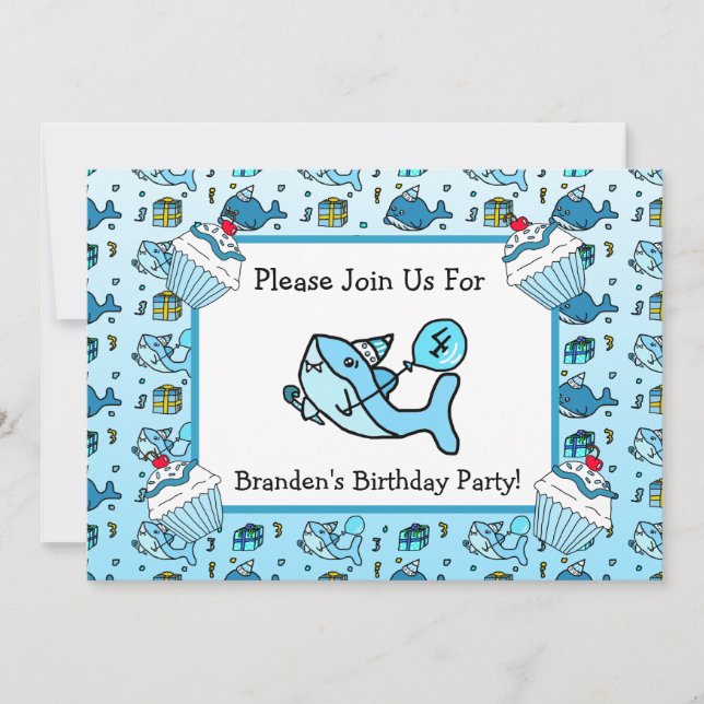 Baby Shark Boy's Birthday Invitation (Front)