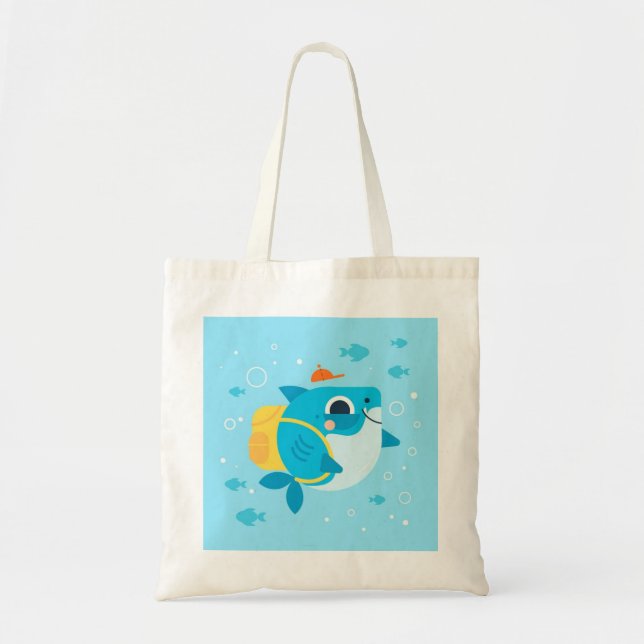 baby-shark-cartoon-style tote bag (Front)