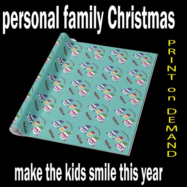 Baby Shark Cute Family Christmas Wrapping Paper