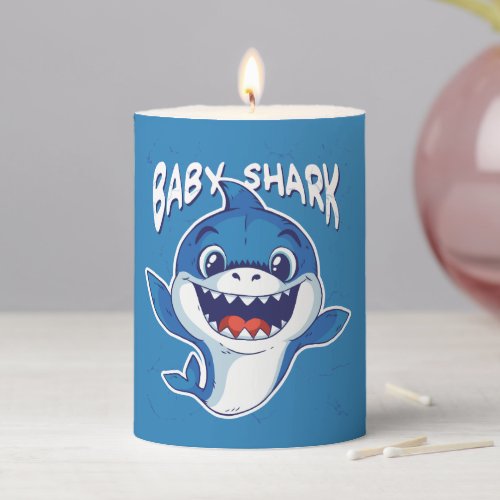 Baby Shark Design Pillar Candle