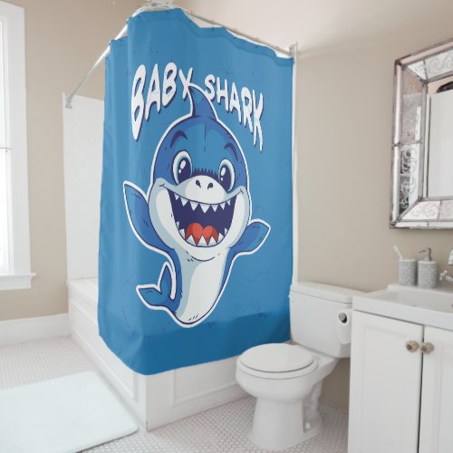 Baby Shark Design Shower Curtain