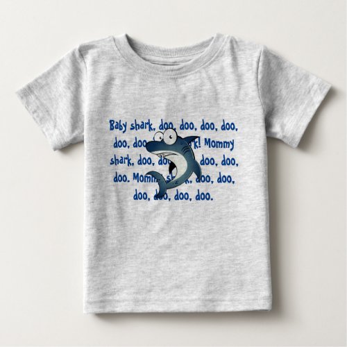 Baby Shark funny cute unique blue print Baby T_Shirt