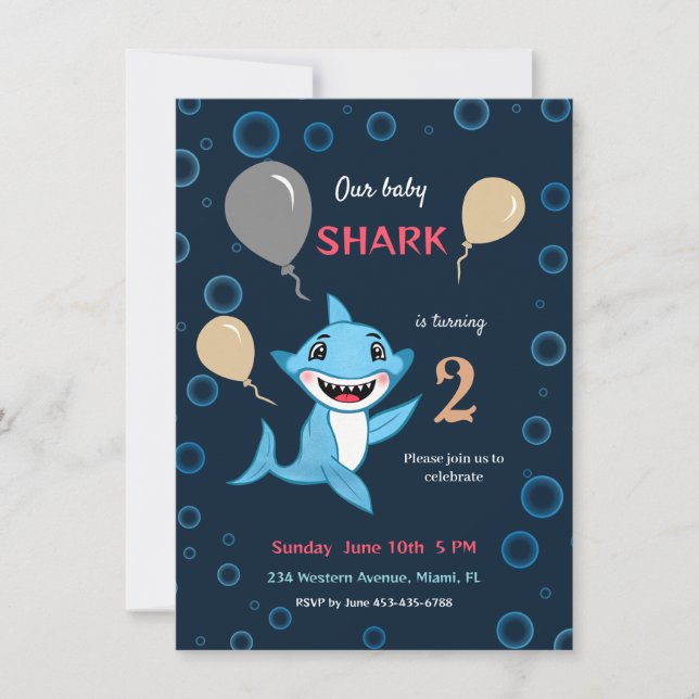 Baby shark invitation (Front)