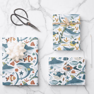 Baby Shark Kids Birthday Party Gift Wrapping Paper Sheets