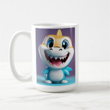 baby shark, mascot 3d, full body, happy smile, wea