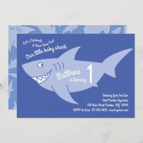 Baby Shark Ocean Animals 1st Birthday Invitations