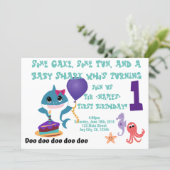 Baby Shark Personalized Birthday Party Invitation (Standing Front)