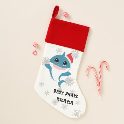 Baby Shark Santa Shark personalized Christmas Stocking