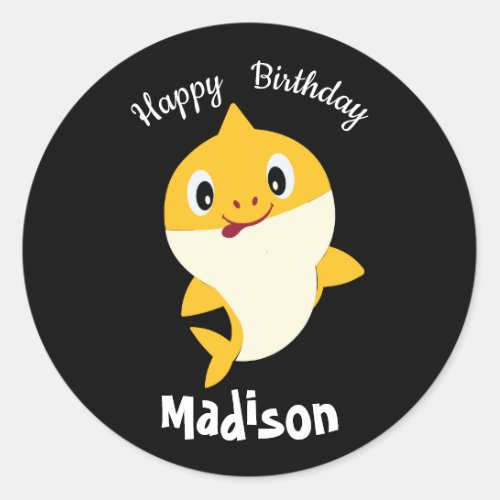 Baby Shark Smiling Birthday Great New Kids Classic Round Sticker