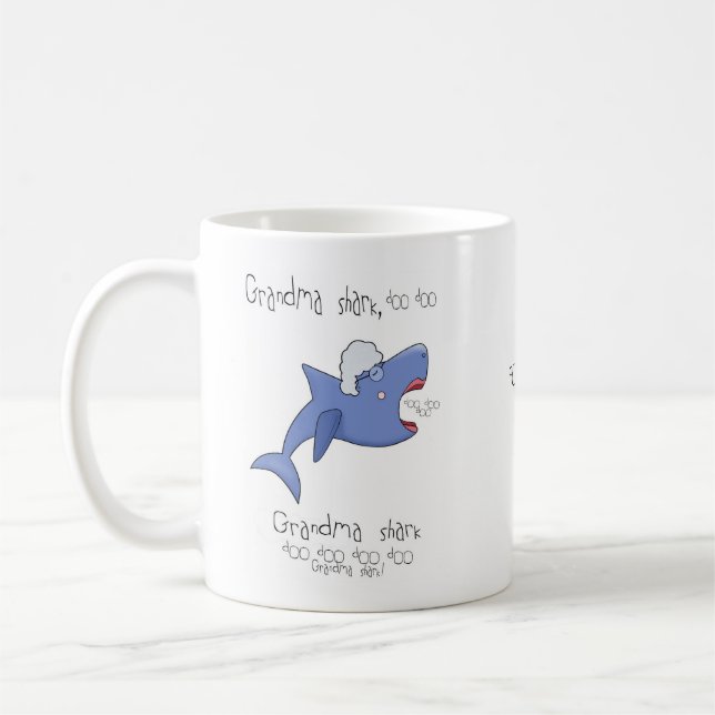 Baby shark song, Grandma shark gift mug, funny Coffee Mug (Left)