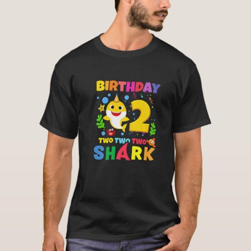 Baby Shark Two 2Nd Birthday 2 Year Old Boys Girs K T_Shirt