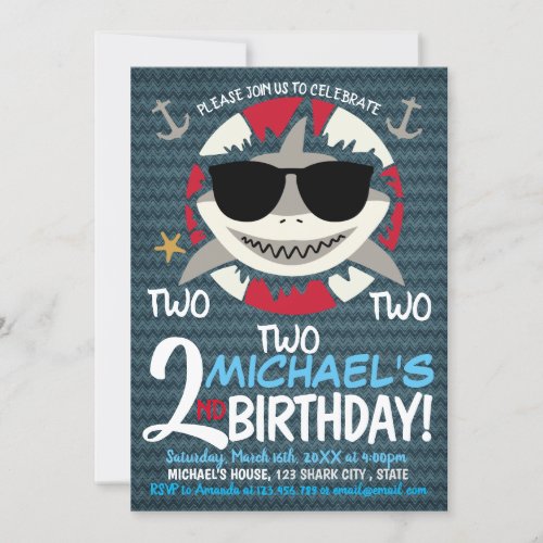 Baby Shark Two Two Two Birthday Invitation