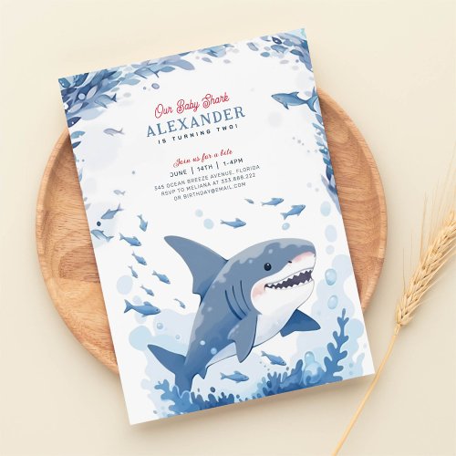 Baby Shark Under The Sea Birthday Invitation