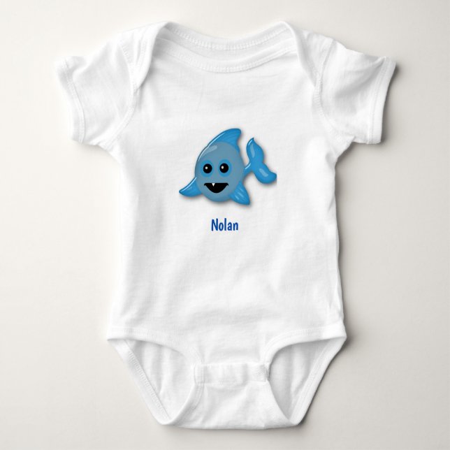 Baby Shark with Name Baby Bodysuit (Front)