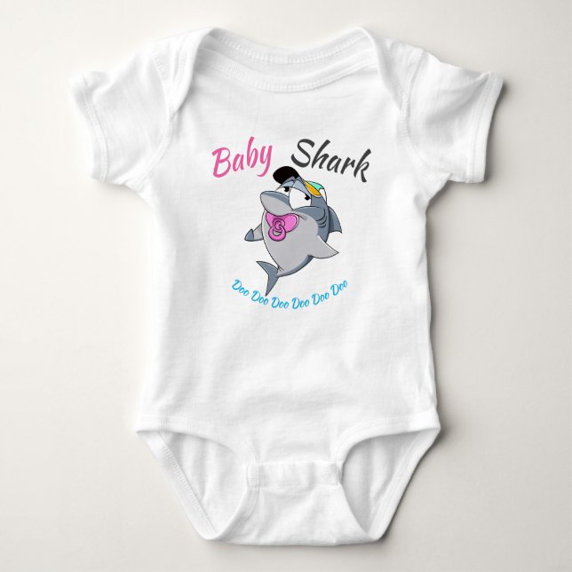 Baby Shark with Pink Pacifier Doo Doo Doo Baby Bodysuit (Front)