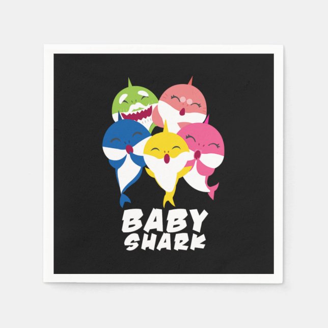 Baby Sharks Aquamarine Marine Life Oceanic Water S Napkins (Front)