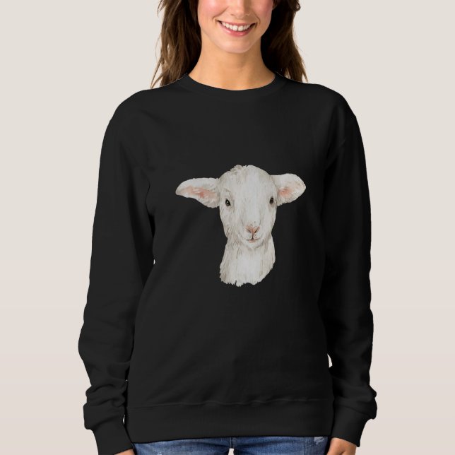 Baby Sheep Agriculture Motif Watercolour Lamb Sweatshirt (Front)