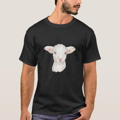 Baby Sheep Agriculture Motif Watercolour Lamb T_Shirt
