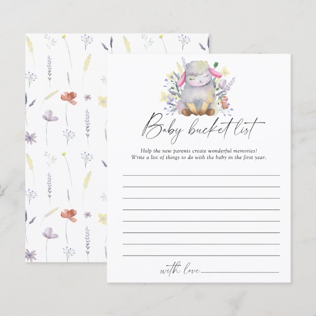 Baby Sheep - Baby bucket list game (Front/Back)