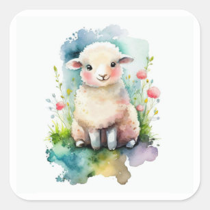 Baby Sheep   Lamb square sticker