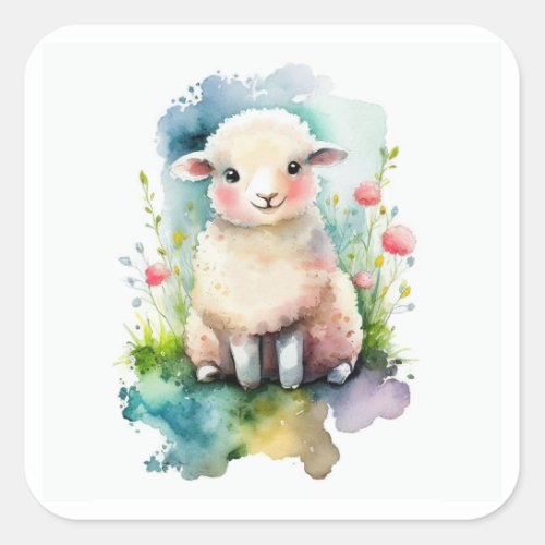 Baby Sheep  Lamb square sticker